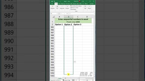 Enter Sequential Numbers In Excel Shorts Youtube