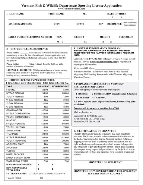 Vermont Hunting And Fishing License Application Fill Out Sign Online