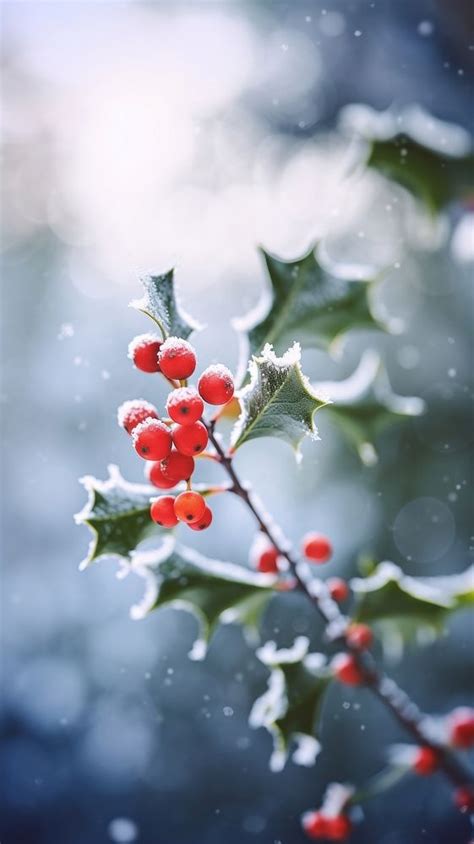 holly tree snow outdoors winter | Free Photo - rawpixel