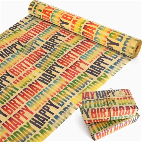 Amazon Mamunu Birthday Wrapping Paper Roll Colorful Kraft Gift