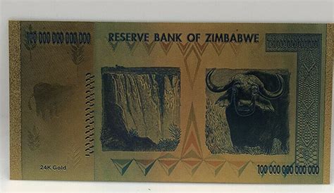 Gold Foil 100 Trillion Dollars Zimbabwe Banknote Rare Super Cool Collectible Item Etsy