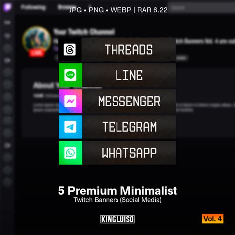 5 Premium Minimalist Twitch Banners Social Media Vol. 4 for $2 USD 朗 ...