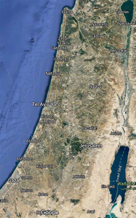 Google map of Israel with indication of our study sites and their ...