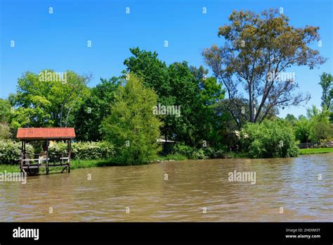 Canal With Pier Parana Delta Tigre Buenos Aires Argentina Stock