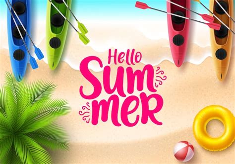 Premium Vector Hello Summer Vector Banner Design Hello Summer Text