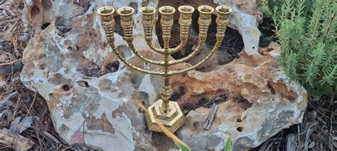 Menorah Candle Holder 7 Branch Yeshua Menora Brass Copper From Israel