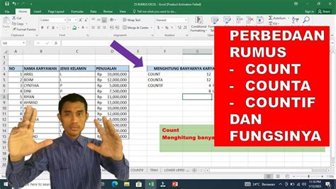 perbedaan count counta  countif youtube
