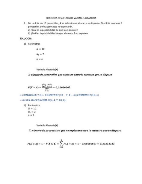 EJERCICIOS DE VARIABLE ALEATORIA Sheila Rojas UDocz