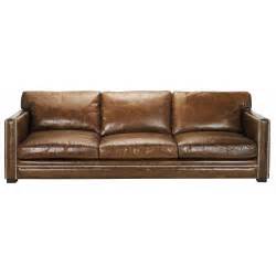 45 Seater Leather Sofa In Brown Dandy Maisons Du Monde