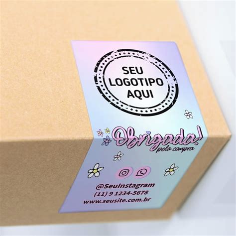 Lacre Adesivo Fecha Sacola Personalizado Degrade Floral