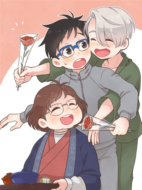 Katsuki Yuuri Viktor Nikiforov And Katsuki Hiroko Yuri On Ice Drawn By Rueichicking