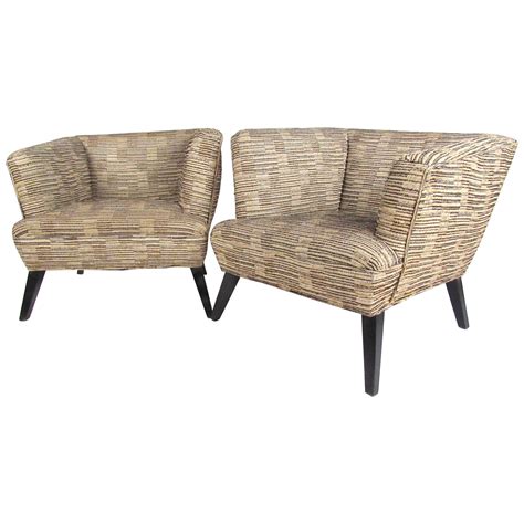 Radiant Pair Of Art Deco Revival Club Chairs In Magnificent French Cane