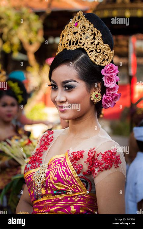 Beautiful Young Balinese Woman In Traditional Attire At Sanur Village