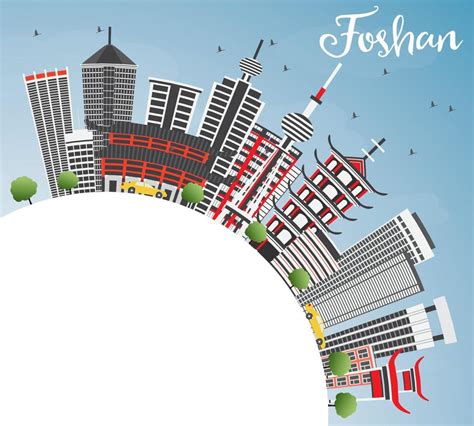 Foshan Skyline with Gray Buildings, Blue Sky and Copy Space. 16085604 Vector Art at Vecteezy