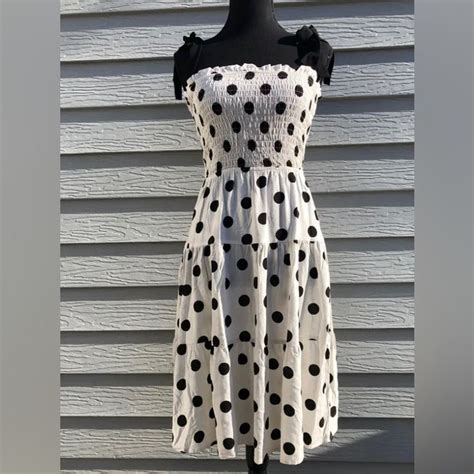 Monteau Womens Smocked Polka Dot Midi Dress Size Xs Or S En 2024