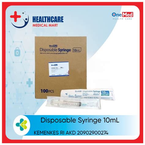 Jual Spuit 10cc Disposable Syringe 10ml OneMed Perbox Isi 100pcs