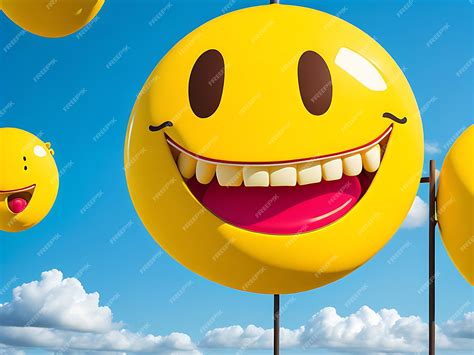 Premium Ai Image 3d Round Yellow Cartoon Bubble Emoticons For Social Media Emoji Ai Generated