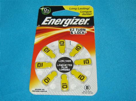 NIP ENERGIZER EZ TURN LOCK HEARING AID BATTERIES 8 PACK AZ10DP 8 10