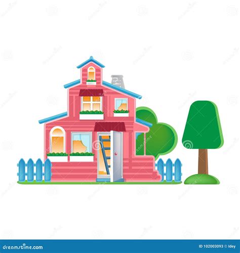 Doll House Cartoon House Clip Art Illustartion Vector Isolated