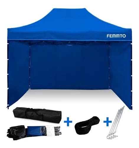 Gazebo X Autoarmable Plegable Reforzado Exterior Con Paredes Azul