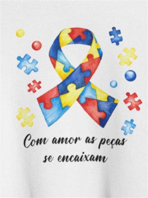 Camiseta Tshirt Babylook Autismo Personalizada Camisa Branca Autista