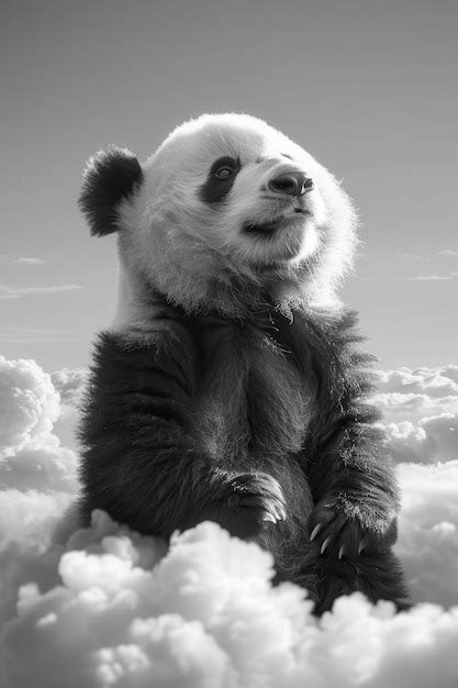 Retrato De Urso Panda Em Preto E Branco Imagem Gerada Ia