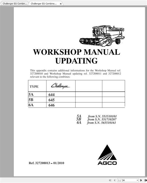 Challenger Eu Combine Harvester Workshop Manual Appendix