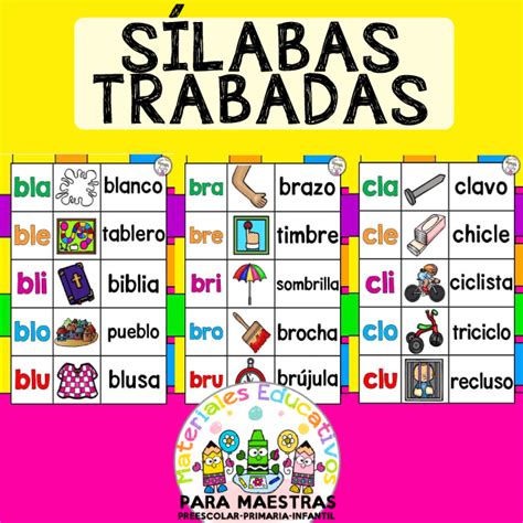 Spanish Words And Pictures Are Arranged In The Shape Of Letters On A Pink Yellow And Green