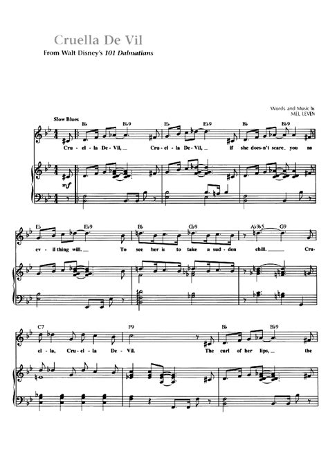 CRUELLA DE VIL Piano Sheet music | Easy Sheet Music