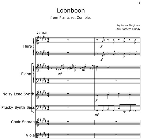 Loonboon Sheet Music For Harp Piano Noisy Lead Synth Plucky Synth