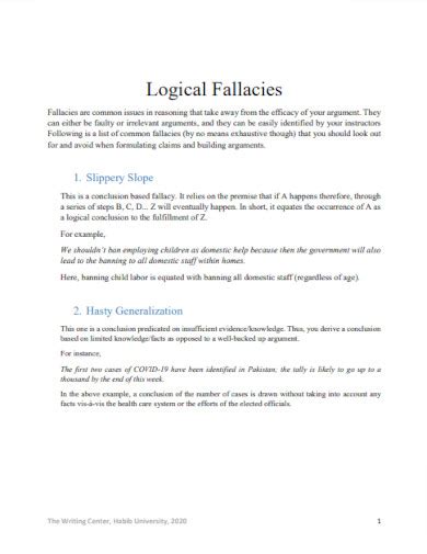 34+ Logical Fallacy - Examples, PDF | Examples