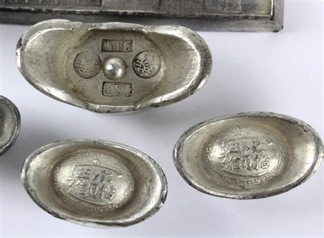 Sold Price: 5 Chinese Silver Tael Sycee Ingot Boat Bars 558.8g ...