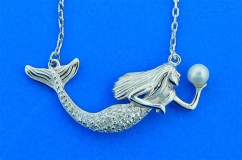 Mermaid Pearl & CZ Necklace, Sterling Silver | Island Sun Jewelry Beach ...