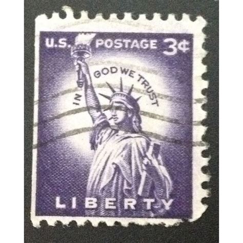 Us Stamp 1035a Used 1954 3c Statue Of Liberty Booklet Single Left