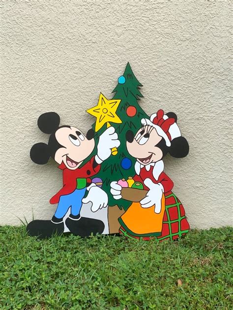 Christmas Mickey And Minnie Yard Sign Yard Art Christmas Yard Art