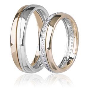 DOPPELTER HOCHZEITSRING MIT DIAMANTEN ДВОЙНОЕ ОБРУЧАЛЬНОЕ КОЛЬЦО С ...