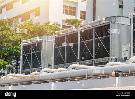 Hvac Air Chillers On Rooftop Units Of Air Conditioner For Large