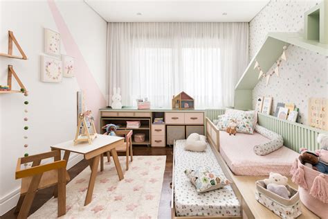 Quarto De Crianca Menina - Quarto de Menina Delicado Rosa e Verde - Vestida de Mãe