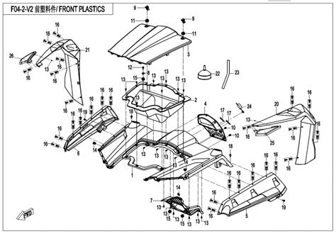 Diagram 2021 CFMoto ZFORCE 800 EX CF800 FRONT PLASTICS F04 2 V2