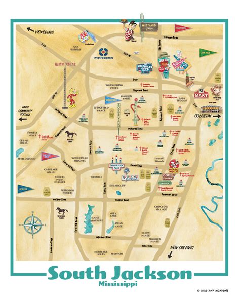 South Jackson (Mississippi) Illustrated Map | Kay Meadows