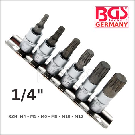 Вложки XZN дванадесетостен 1/4" от 4 до 12 mm к-т 6 бр. BGS GERMANY