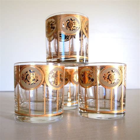 4 Glamorous Vintage Barware 1960s Drinking Glass Set Metal Flickr