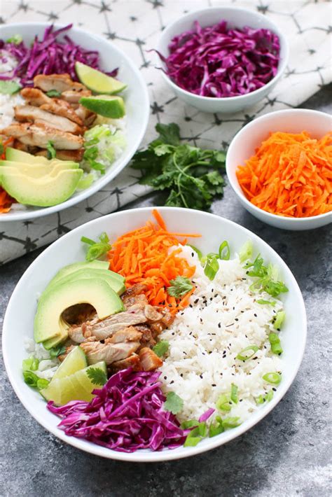 Korean Bbq Chicken Bowl With Carrots Avocado Recipe