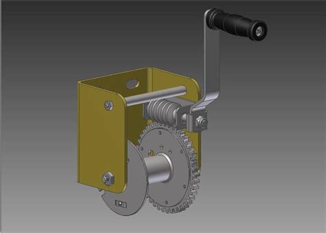 手摇蜗轮蜗杆绞盘吊装卷钢丝装置三维模型 Solidworks 2016 模型图纸下载 懒石网