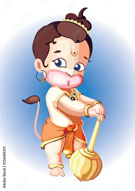 Little Bajrangbali: Lord Hanuman's Childhood Portrait Stock Illustration | Adobe Stock