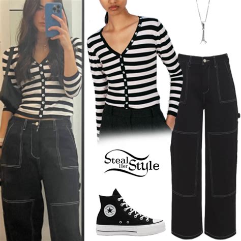 Charli Damelio Striped Cardigan Cargo Pants Steal Her Style