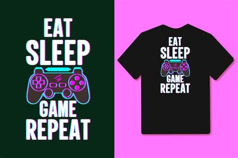 Premium Vector Eat Sleep Game Repeat Colorful Glitch Gaming Joystick