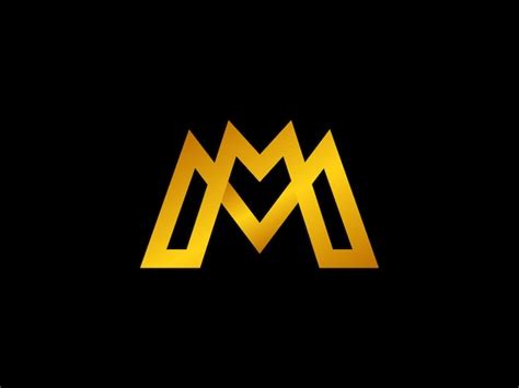 Oro M Letra M Con Fondo Negro Vector Premium