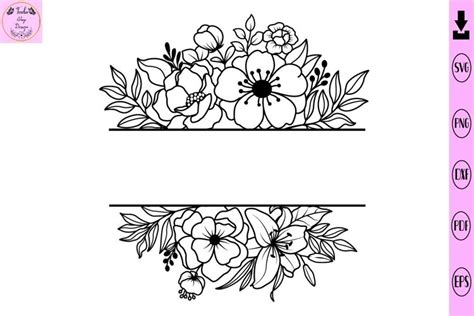 Floral Split Monogram Svg Flower Svg