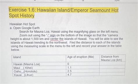 Exercise 1.6: Hawaiian Island/Emperor Seamount Hot | Chegg.com